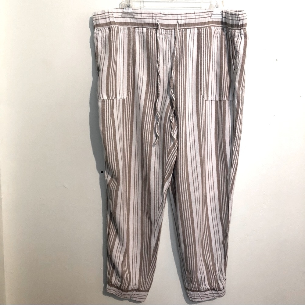 Per Se Linen Blend Joggers with Drawstring Waist, size XL.